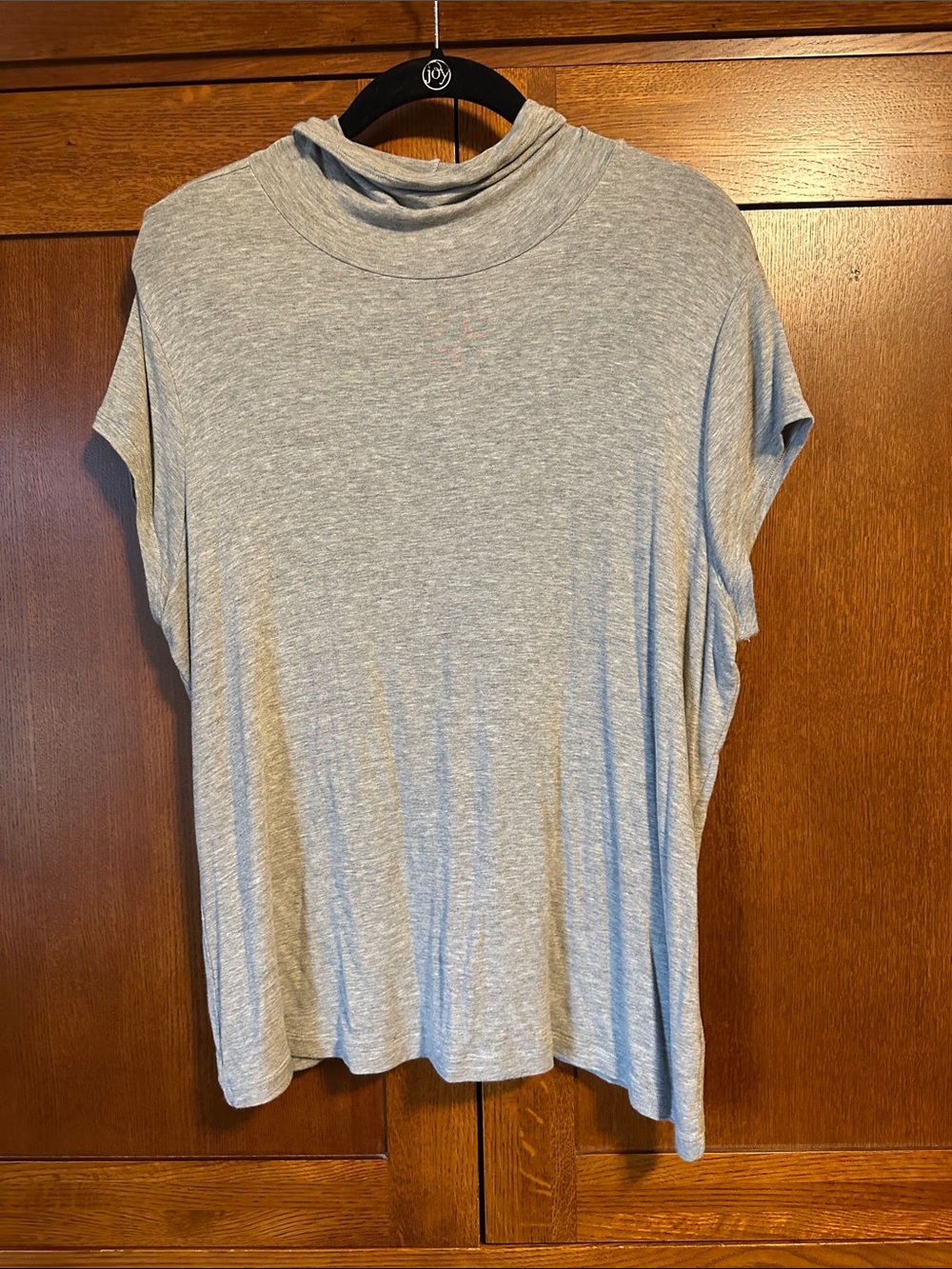 CAbi Light Grey Short Sleeve Mock Neck Tee